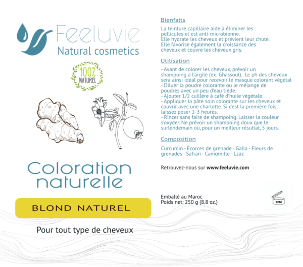 coloration végétale pour cheveux blond naturel 250 g